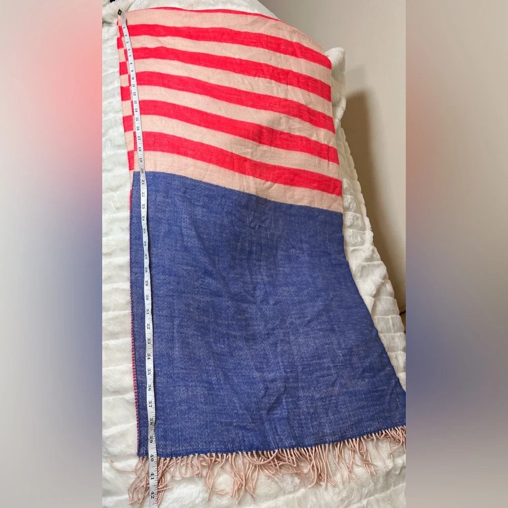 Boutique Red Cream Blue American Flag Abstract Super Soft Fall Spring Scarf OSFM
